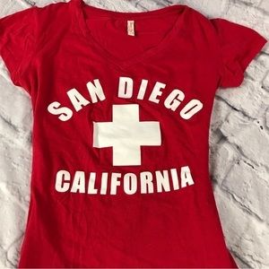 Fandom Lifeguard Tee Baywatch Inspired Cotton V-neck tee with stretch‎